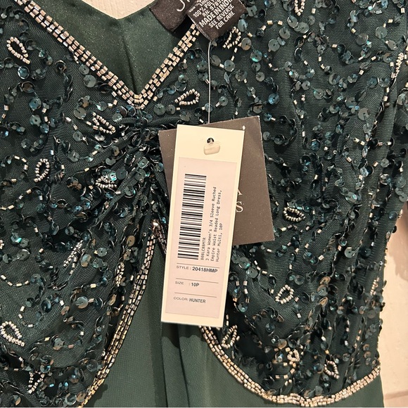 NWT J Kara Women's 3/4 Sleeve V-Neck Beaded Top Long Pull On Gown 10P Petite - Picture 10 of 16